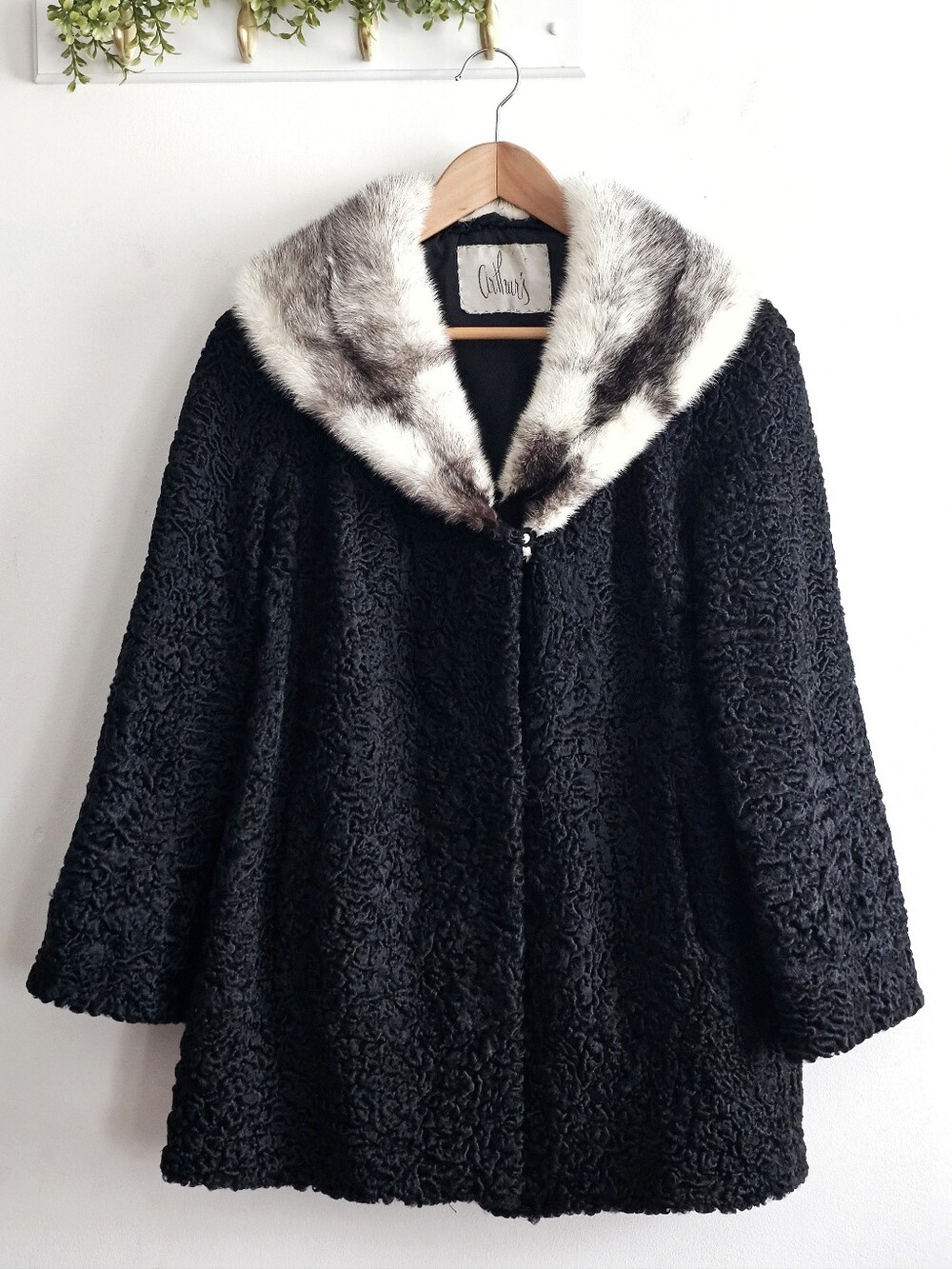 Arthur’s Vintage Persian Lamb Black Fur Coat Genuine Fur Collar Union Made